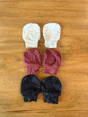 Lou Lou & Company Baby Mittens Set - White, Mauve, Charcoal